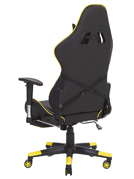 Beliani Victory Artificial Leather Gaming Chair with Adjustable Arms and Footrest Black / Yellow