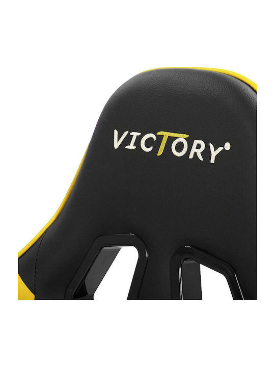 Beliani Victory Artificial Leather Gaming Chair with Adjustable Arms and Footrest Black / Yellow