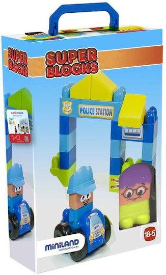 Miniland Blocks Super Blocks Aστυνομικό Tμήμα for 1.5-5 years old Years 18pcs