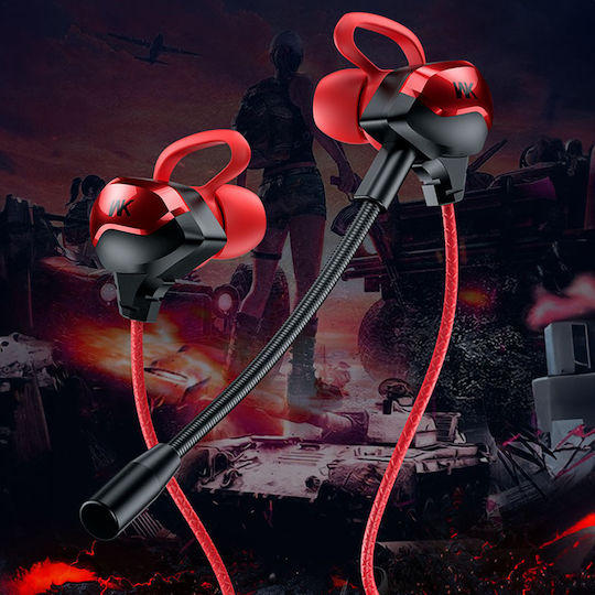 WK ET-Y30 In Ear Gaming Headset με σύνδεση 3.5mm Κόκκινο