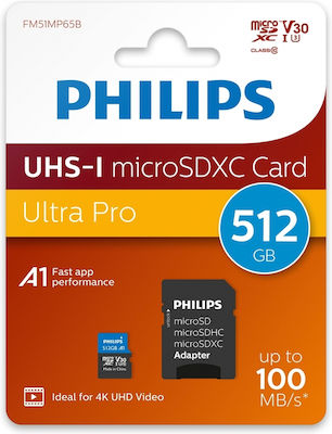 Philips Ultra Pro microSDXC 512GB Class 10 U3 UHS-I with Adapter