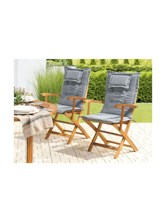 Beliani Waterproof Garden Chair Cushion with Backrest Gray 2 Pieces