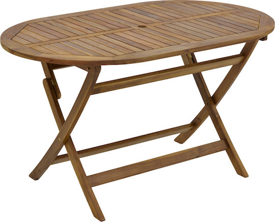 Outdoor Catering Table Made of Acacia Foldable Falov Natural Solid Wood 130x80x72cm