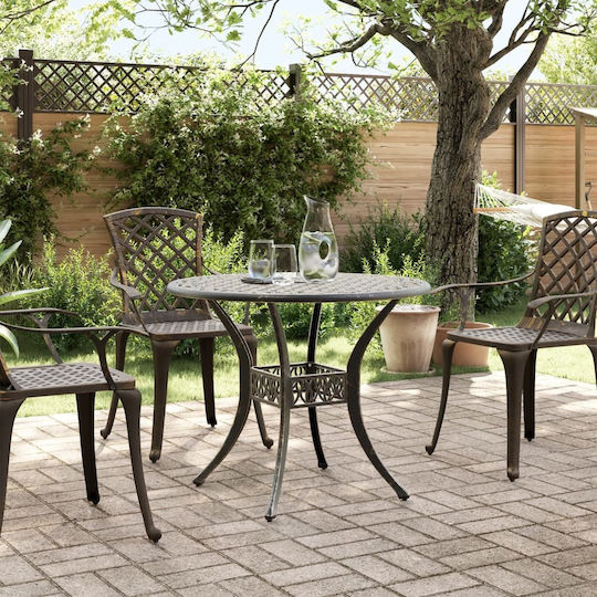 Masă Fer Forge Pentru Spații Mici Exterioare Din Aluminiu Bronz 90x90x75cm