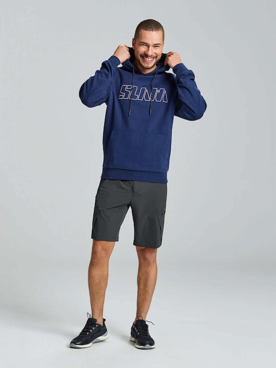 Slam Herren Sweatshirt mit Kapuze und Taschen Blau