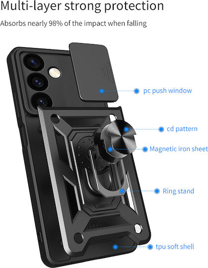 Калъф Ring Armor Campro Sonique за Xiaomi Redmi 13 4G Poco M6 4G Черен