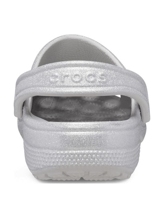 Crocs Classic Glitter Γυναικεία Σαμπό Ασημί
