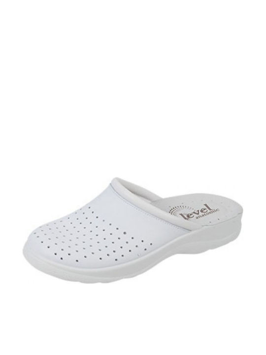 Level Anatomic 302 Leder Anatomisch Clogs Weiß