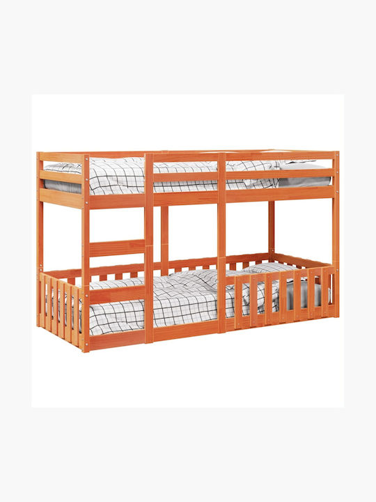 Kids Bed Bunk Single Brown for Mattress 90x200cm