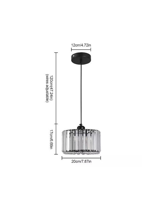 Hängelampe LED mit Kristallen mit Warmes Weiß Licht Schwarz