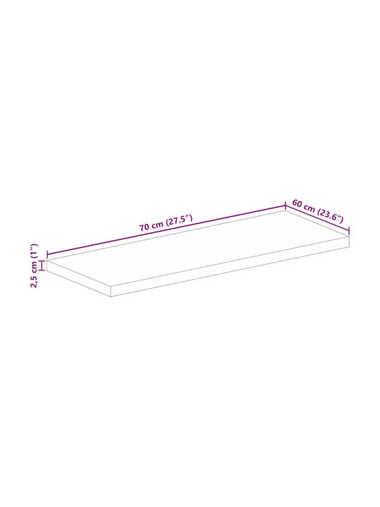 vidaXL Rectangular Table Surface made of Solid Wood Mango 70x60x2.5cm 371597 1pcs