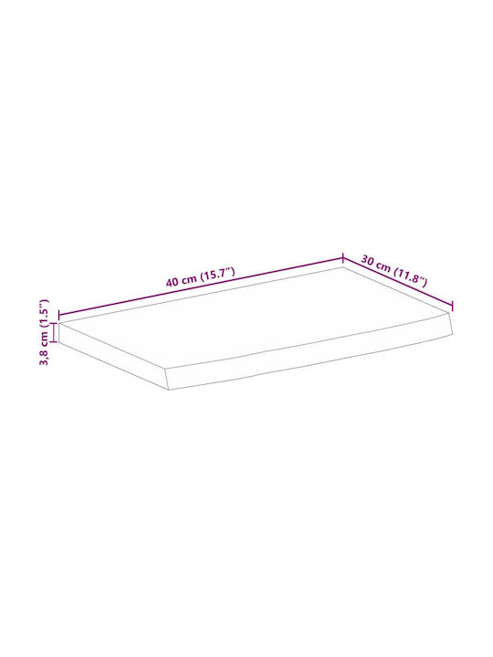 vidaXL Rectangular Table Surface made of Solid Wood Brown 40x30x3.8cm 370570 1pcs
