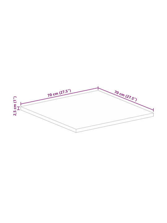 vidaXL Триъгълна Повърхност на масата Масивно дърво Mango 70x70x2.5см 371474 1бр