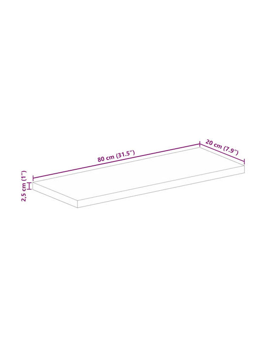 vidaXL Rectangular Table Surface made of Solid Wood Mango 80x20x2.5cm 371554 1pcs