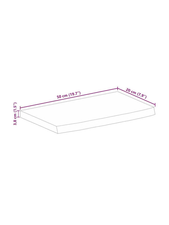 vidaXL Rectangular Table Surface made of Solid Wood Mango 50x20x3.8cm 370559 1pcs
