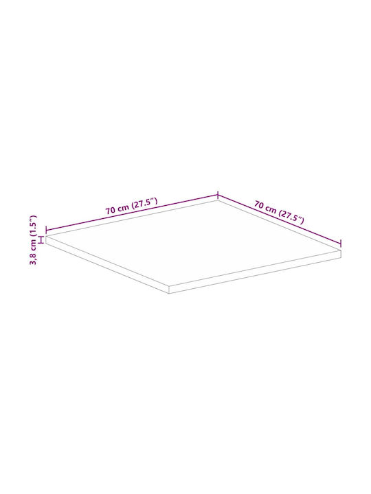 vidaXL Square Table Surface made of Solid Wood Mango 70x70x3.8cm 371539 1pcs