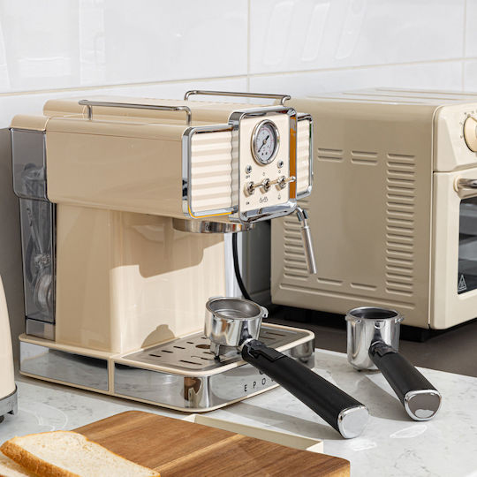 Estia Retro Epoque Automatic Espresso Machine 1350W Pressure 20bar Beige