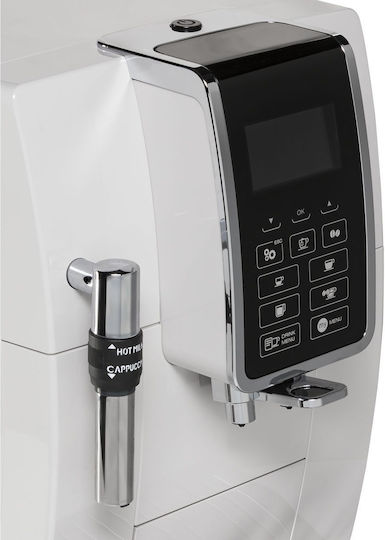 De'Longhi Dinamica Αυτόματη Μηχανή Espresso 1450W Πίεσης 15bar με Μύλο Άλεσης Λευκή