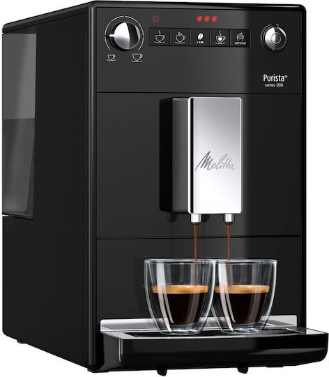 Melitta Purista Pure Automatische Espressomaschine 1450W Druckreiniger 15bar mit Mahlwerk Schwarze 6771312