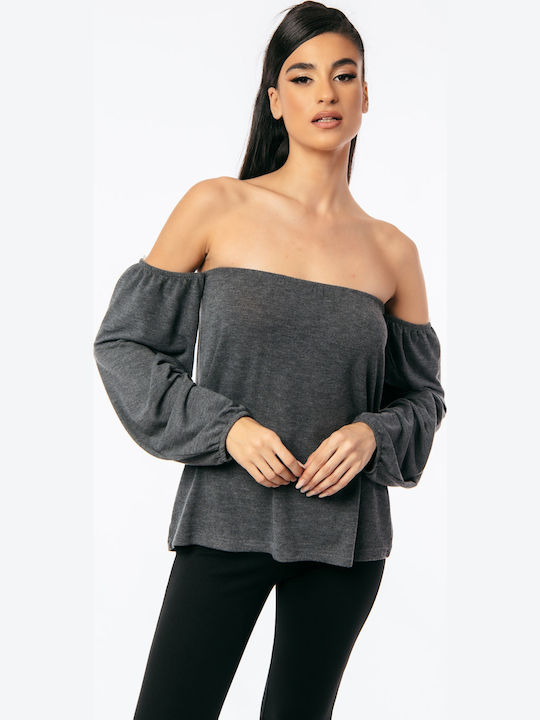 Women's Blouse Strapless Gray
