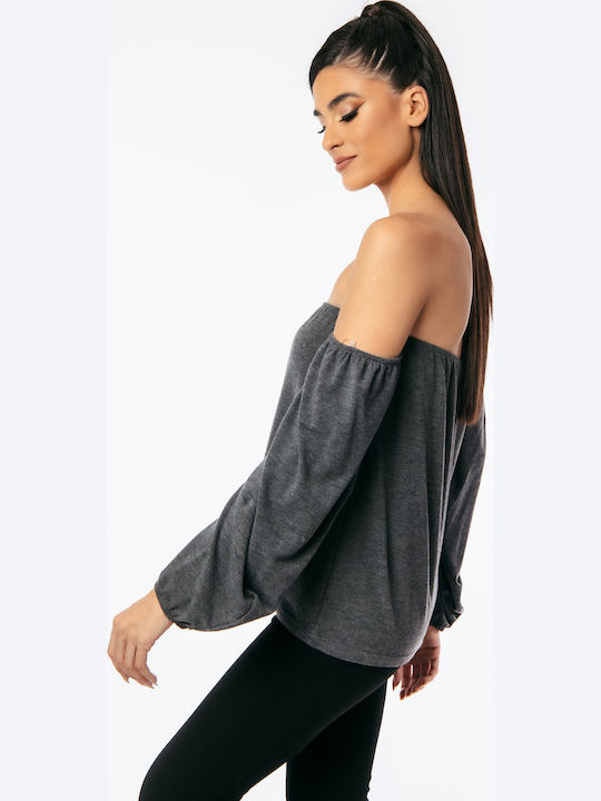 Women's Blouse Strapless Gray