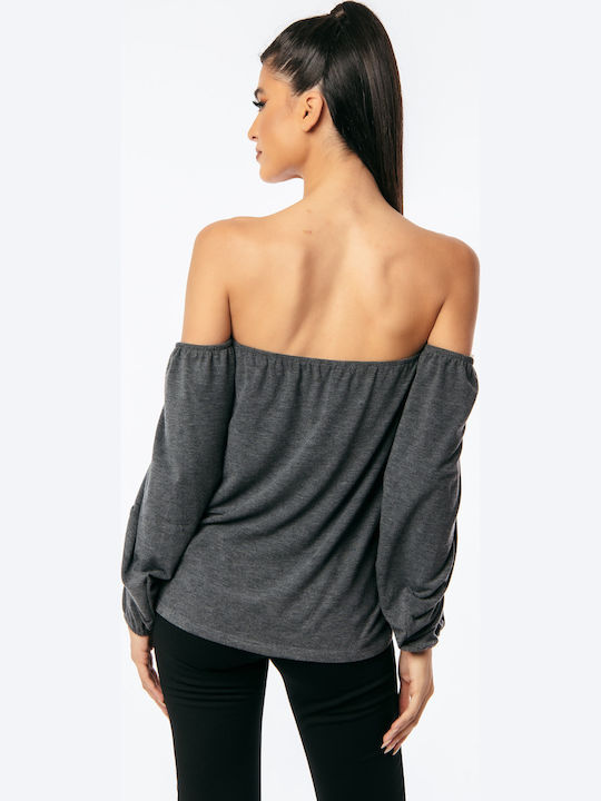 Women's Blouse Strapless Gray