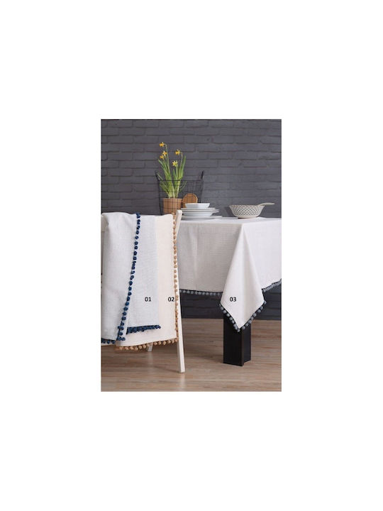 Rythmos Pom Pom Cotton Checkered Tablecloth Γκρι 03 140x140cm