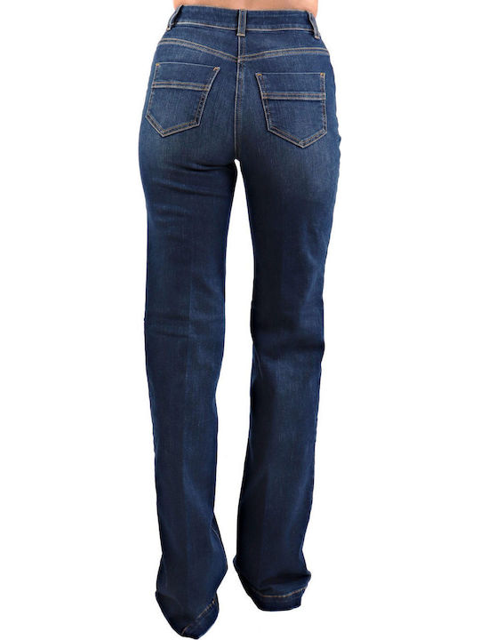 High Waist Women's Jean Trousers Flared Blue