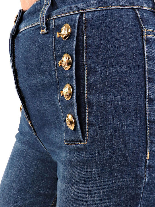 High Waist Women's Jean Trousers Flared Blue