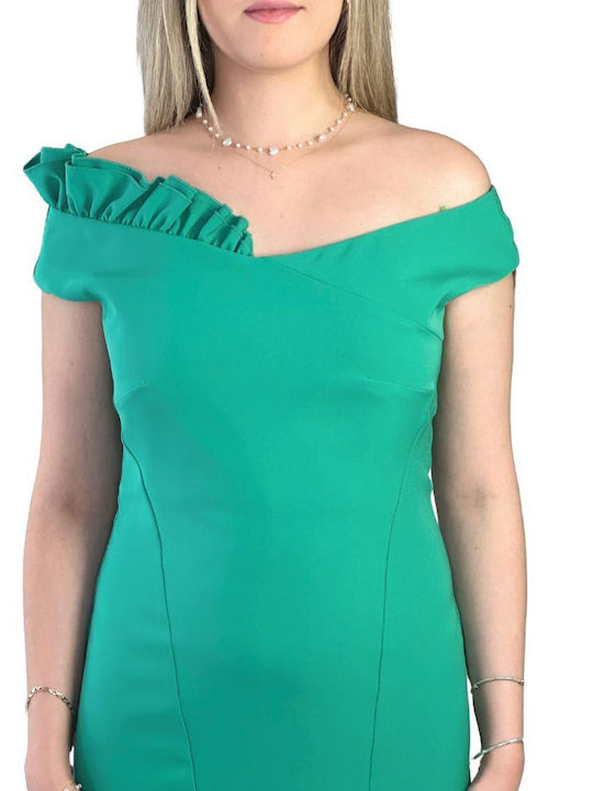 Summer Midi Dress for Wedding - Christening Green
