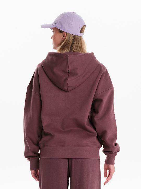 Long Women's Sweatshirt Jacket Hooded Purple