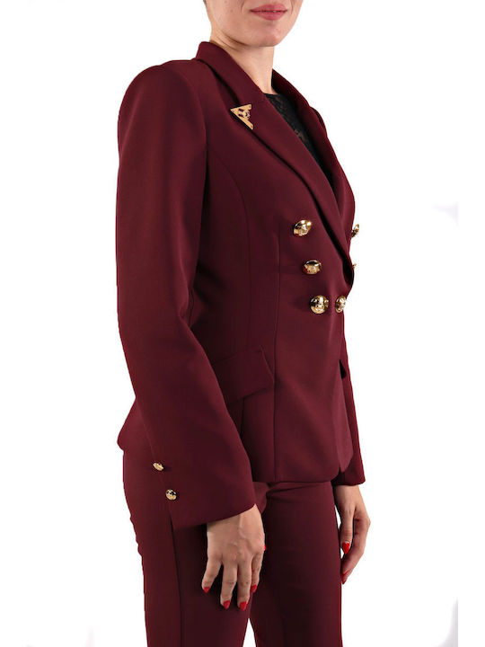 Elisabetta Franchi Damen Gekreuzt Blazer Bordeaux