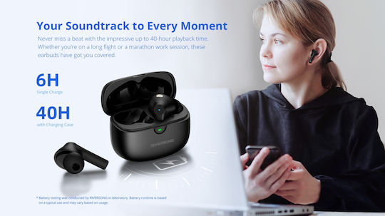 Riversong Utopia H5 In-ear Bluetooth Handsfree Ακουστικά με Αντοχή στον Ιδρώτα και Θήκη Φόρτισης Μαύρα