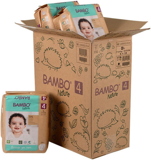Bambo Nature Πάνες με Αυτοκόλλητο Eco Friendly No. 4 για 7-14kg 24τμχ