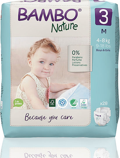 Bambo Nature Πάνες με Αυτοκόλλητο No. 3 για 4-8kg 28τμχ