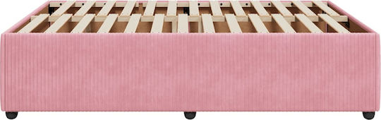 Pink Velvet Bed Frame 140x200 cm