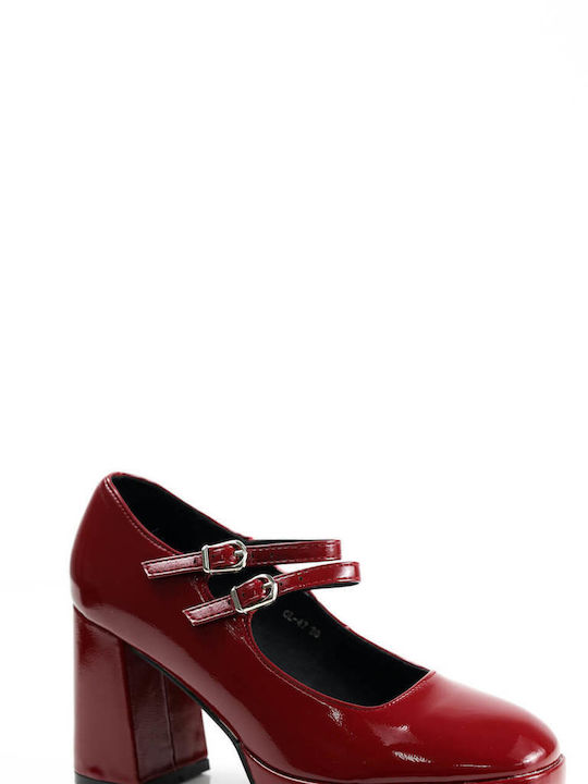 Ligglo Patent Leather Red Heels with Strap