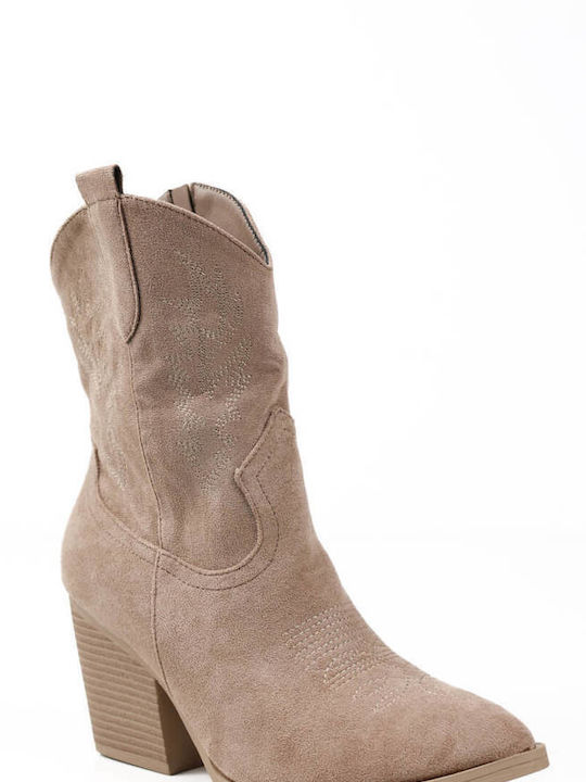 Ligglo Suede Women's Cowboy Boots Beige