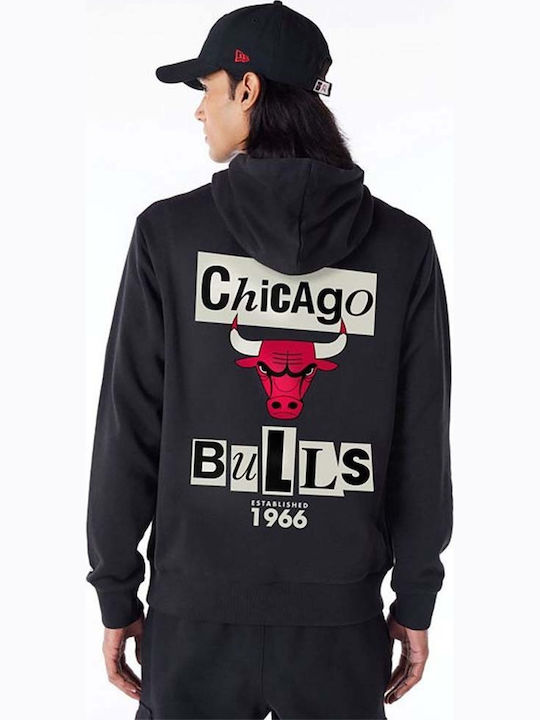 New Era Chicago Bulls Φούτερ Μαύρο με Κουκούλα