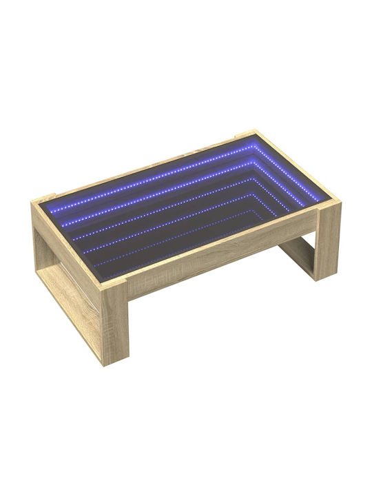Rectangular Central Glass Coffee Table Sonoma Oak M90xW53xH30cm