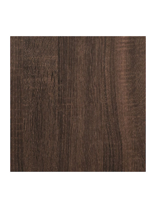 Square Side Table Glass Brown Oak M50xL50xH50cm