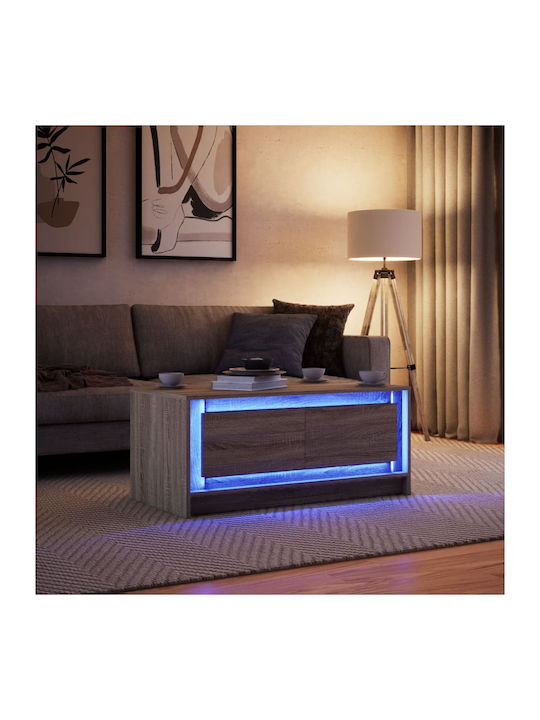 Rectangular Central Coffee Table Wooden with Drawers Sonoma Oak M100xW50xH43.5cm