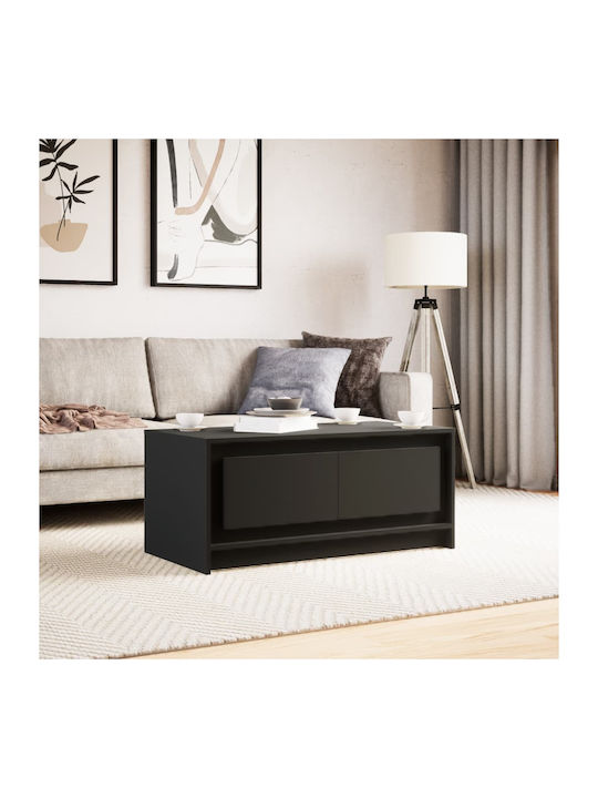 Rectangular Coffee Table Wooden with LED Black Velvet-Black Metal L100xW50xH43.5cm.