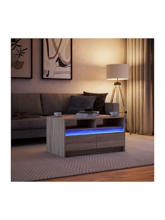 Rectangular Central Wooden Coffee Table with Drawers Sonoma Oak M90xW50xH45.5cm