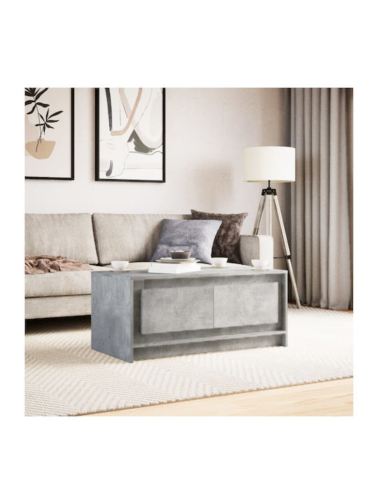 Rectangular Coffee Table Wooden with LED Grey Concrete L100xW50xH43.5cm.