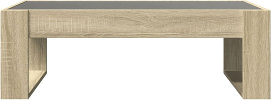 Rectangular Central Glass Coffee Table Sonoma Oak M90xW53xH30cm