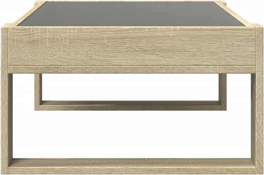 Rectangular Central Glass Coffee Table Sonoma Oak M90xW53xH30cm