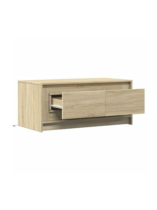 Rectangular Central Coffee Table Wooden with Drawers Sonoma Oak M100xW50xH43.5cm