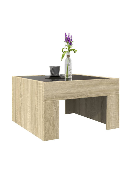 Square Glass Side Table Sonoma Oak 50x50x30 cm