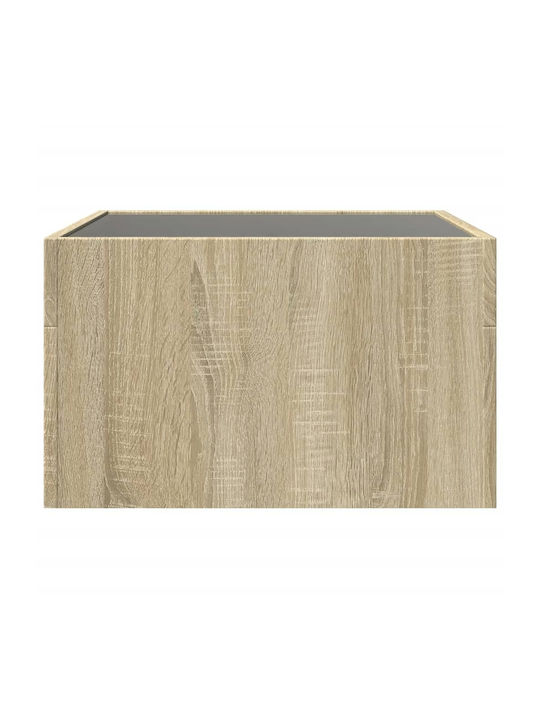 Square Glass Side Table Sonoma Oak 50x50x30 cm